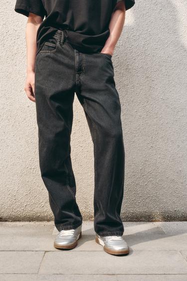 Zara RELAXED ANKLE FIT 休閒版踝牛仔褲 - 黑色