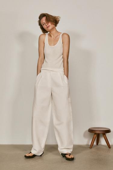 Zara Flowing pants with dart detail - LIMITED EDITION - Beige - Image 0