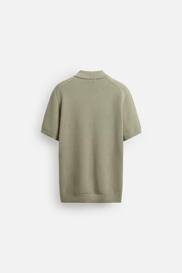 POLO EN MAILLE STRUCTURÉE - vert délavé de Zara - Image 7