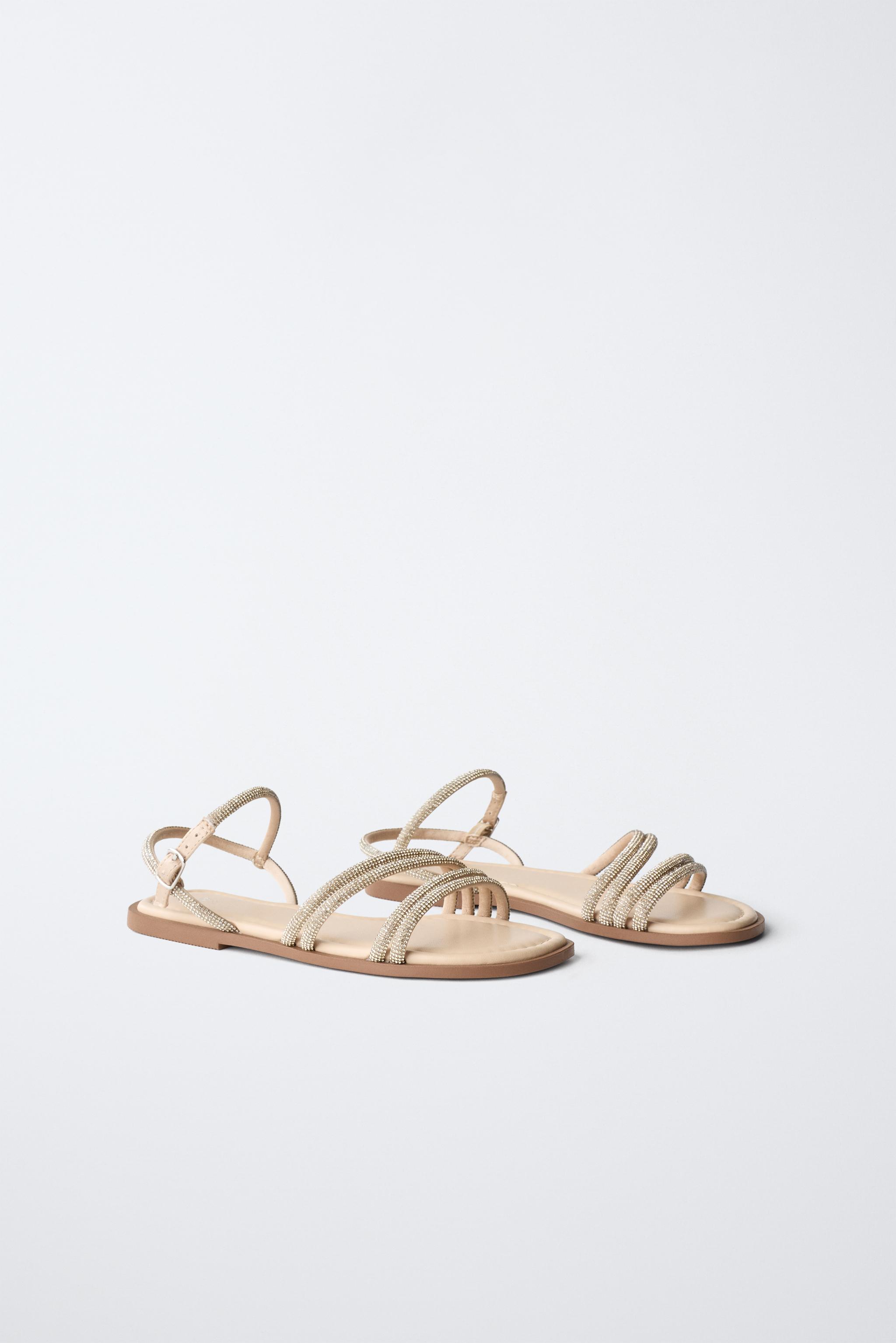 SHINY STRAPPY SANDALS — Gold