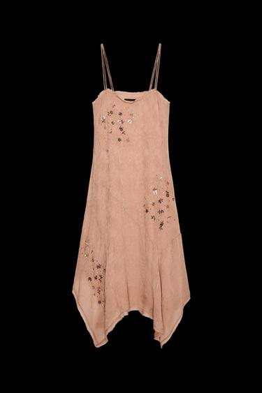 ZW COLLECTION EMBROIDERED ASYMMETRIC DRESS - Beige-pink by Zara - Image 0