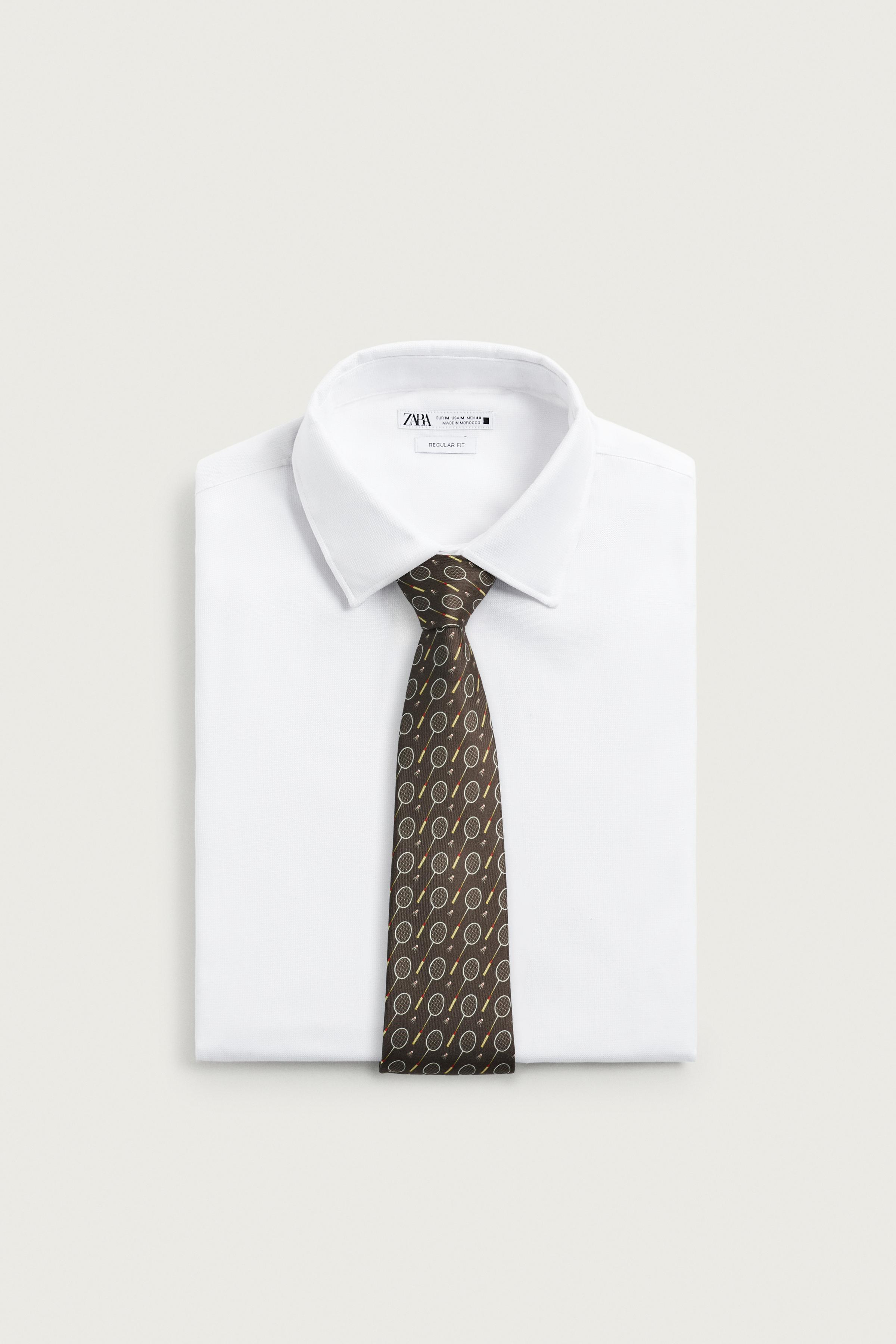 Мужские аксессуары Zara 100% SILK JACQUARD RACQUET TIE — фото 4