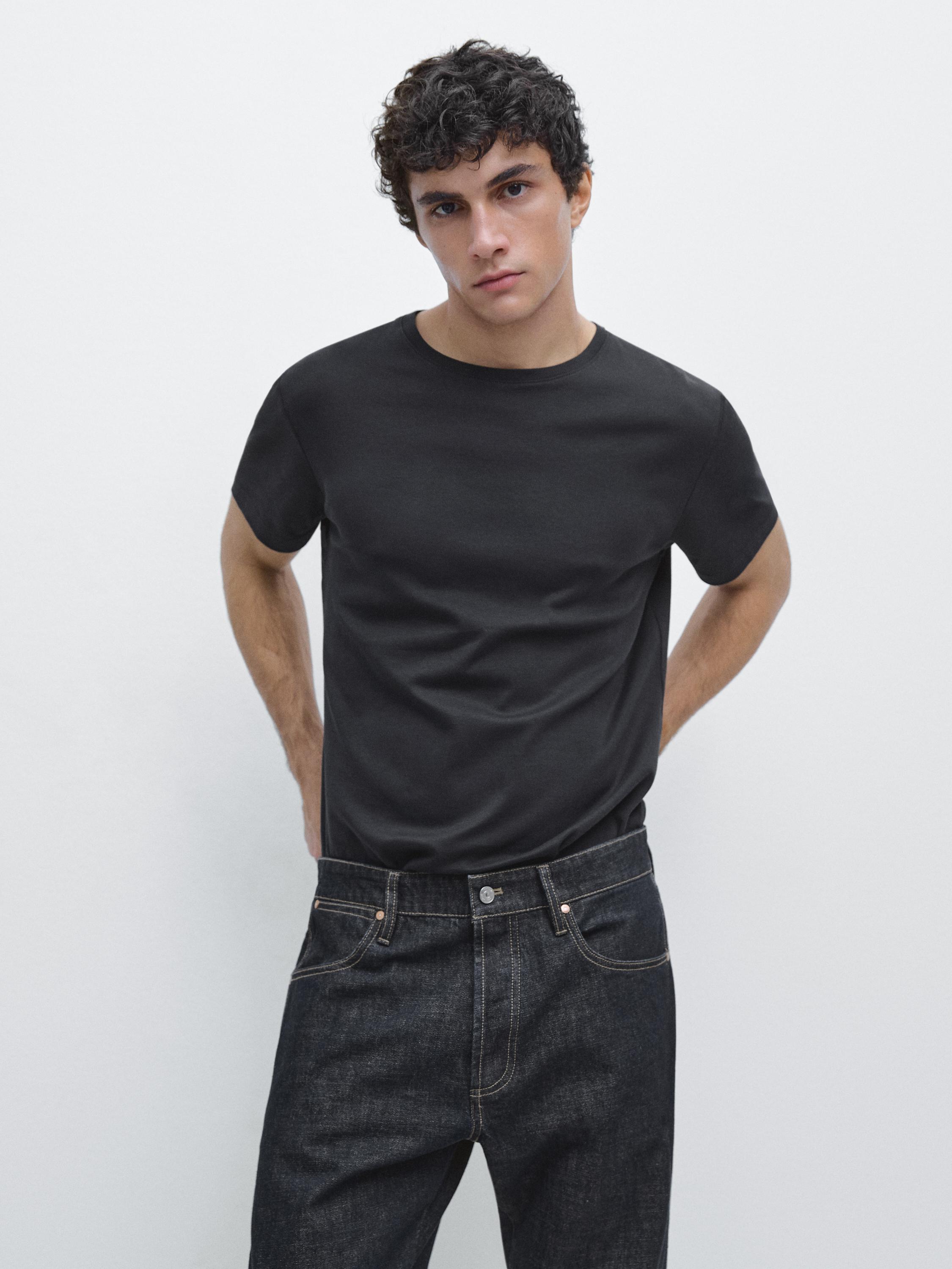 100% mercerised cotton T-shirt — Navy blue