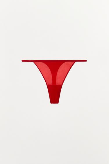 TANGA LISO MEZCLA SEDA - Rojo de Zara