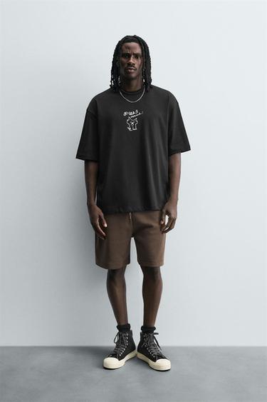 CAMISETA ESTAMPADA CONTRASTE - Preto da Zara - Imagem 0