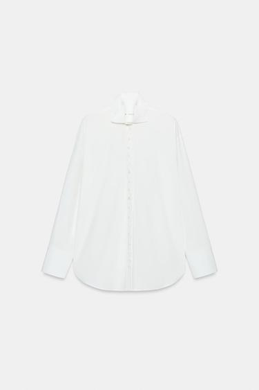 ZW COLLECTION BUTTONED POPLIN SHIRT - White by Zara - Image 6