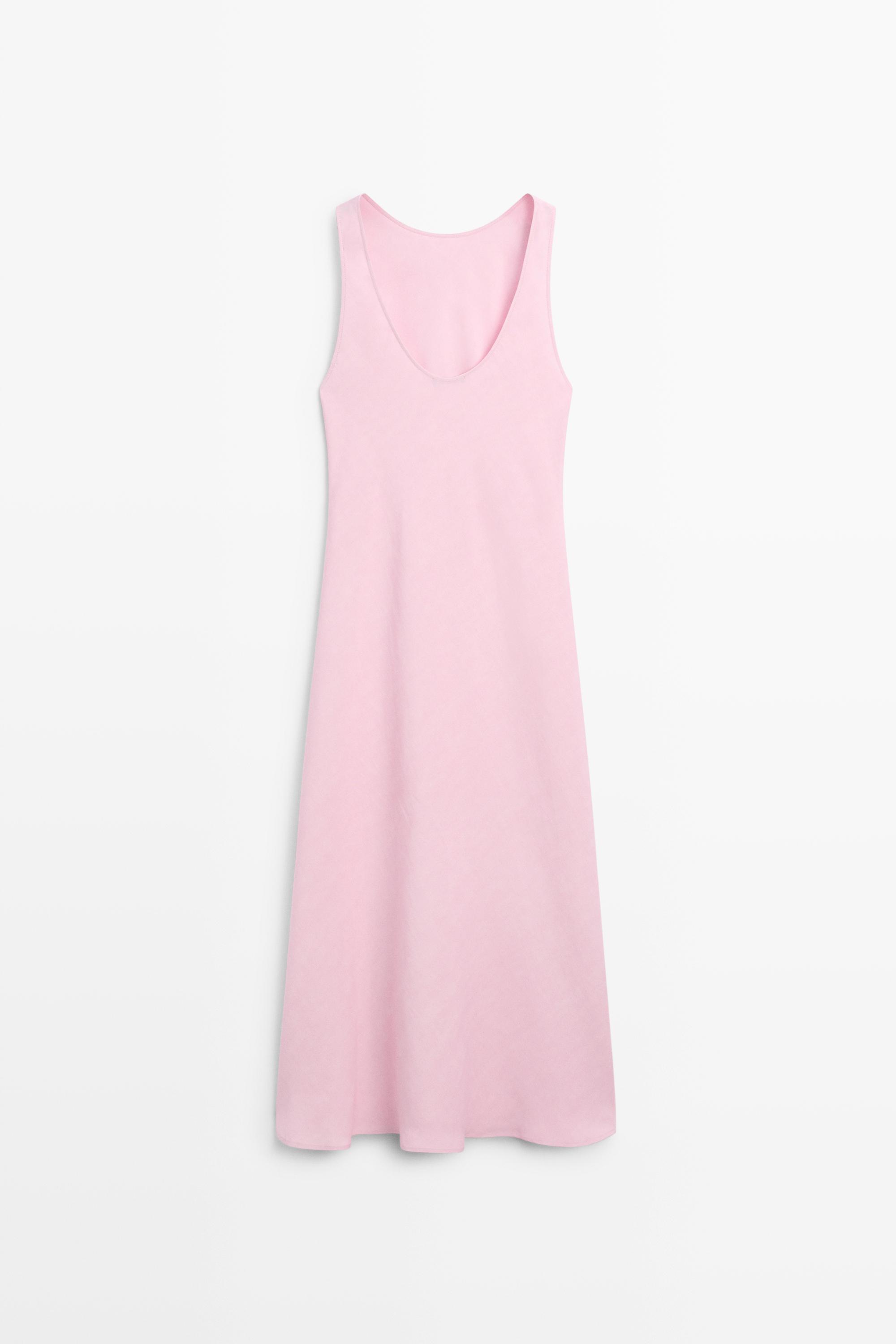 Flowing linen-blend midi dress
