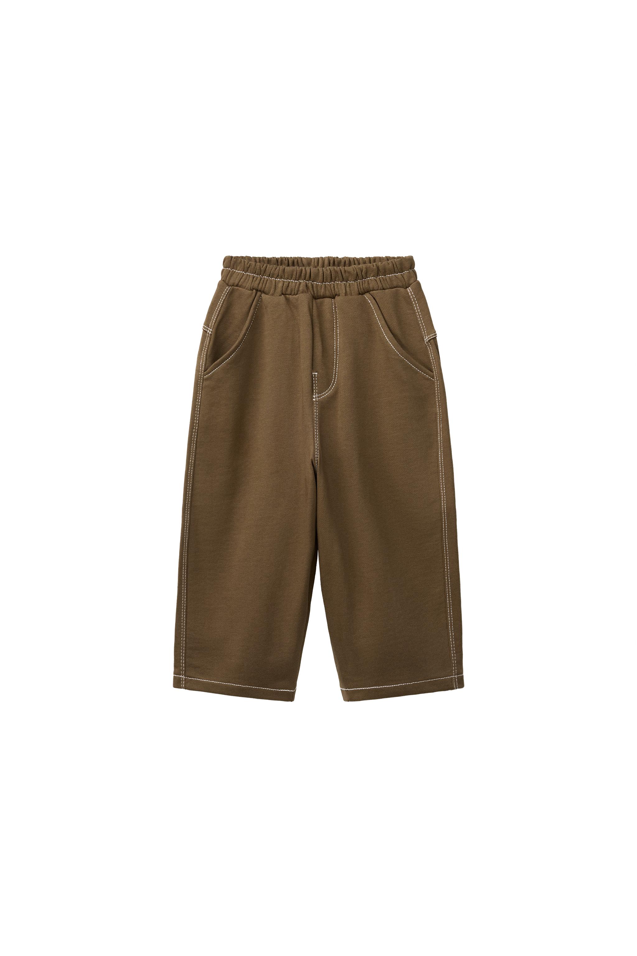 CONTRAST STITCHING FLEECE BAGGY PANTS - Mid-camel | ZARA Canada