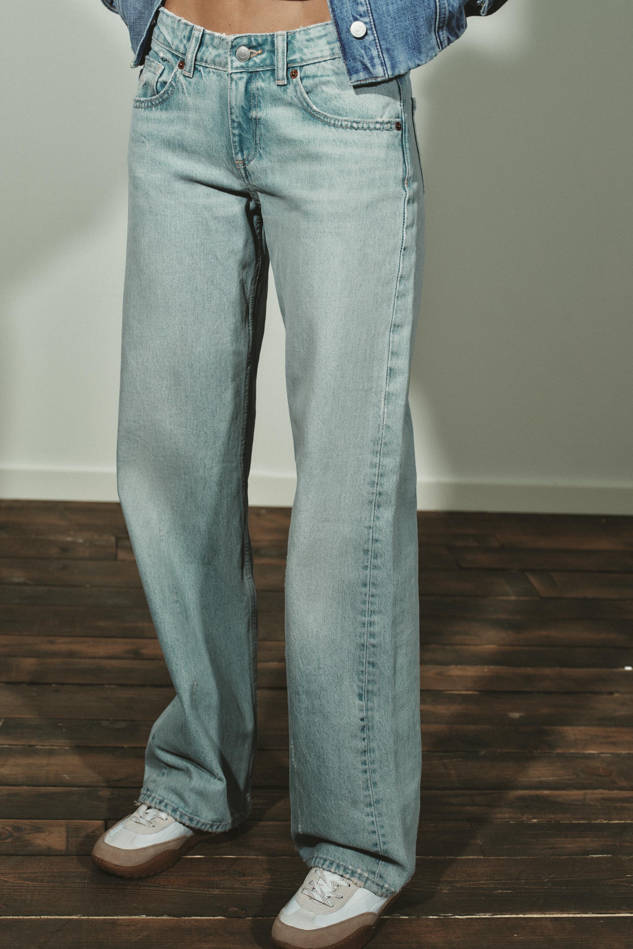 TRF ワイドレッグローライズデニムパンツ - ブルー | ZARA Japan / 日本