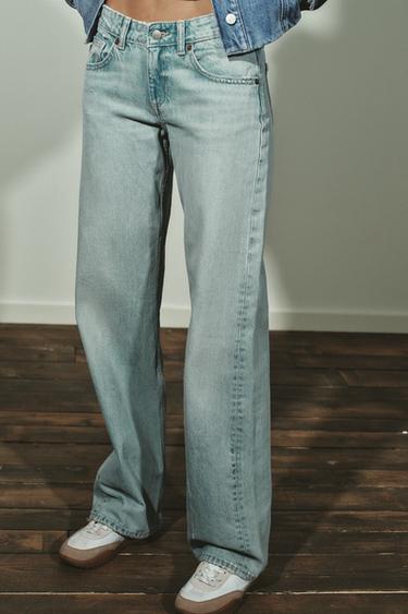 TRF WIDE-LEG LOW-RISE JEANS - Faded blue by Zara