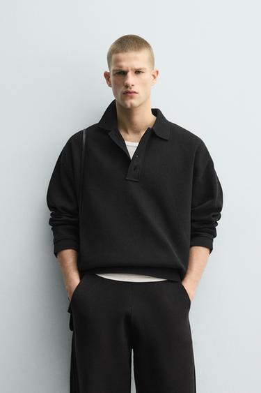 COTTON KNIT POLO SHIRT - Black by Zara