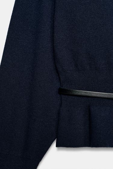 JUMPER KNIT BELT - Navy blue by Zara - Image 6