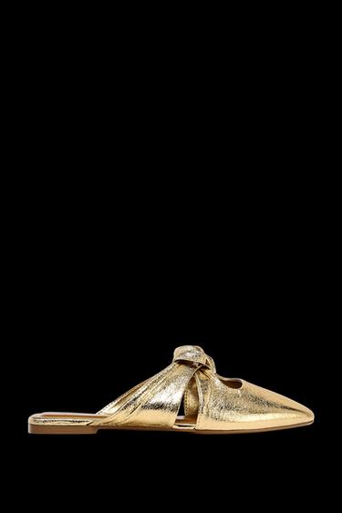 Zara METALLIC KNOT MULE - Gold - Image 0