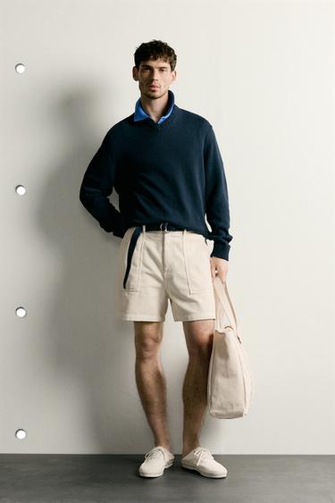 REGULAR FIT CORDUROY BERMUDA SHORTS - Ecru by Zara