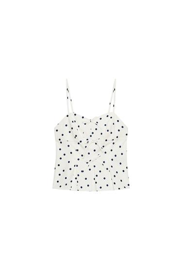 TOP PEPLUM DE BOLINHAS - Azul / Branco da Zara
