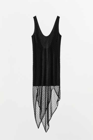BEADED ASYMMETRIC DRESS - Black by Zara - Image 5