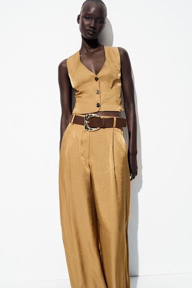GOLD BUTTON SATIN TOP - Golden by Zara - Image 2