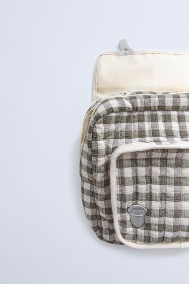 MOCHILA CUADROS - Marrón de Zara
