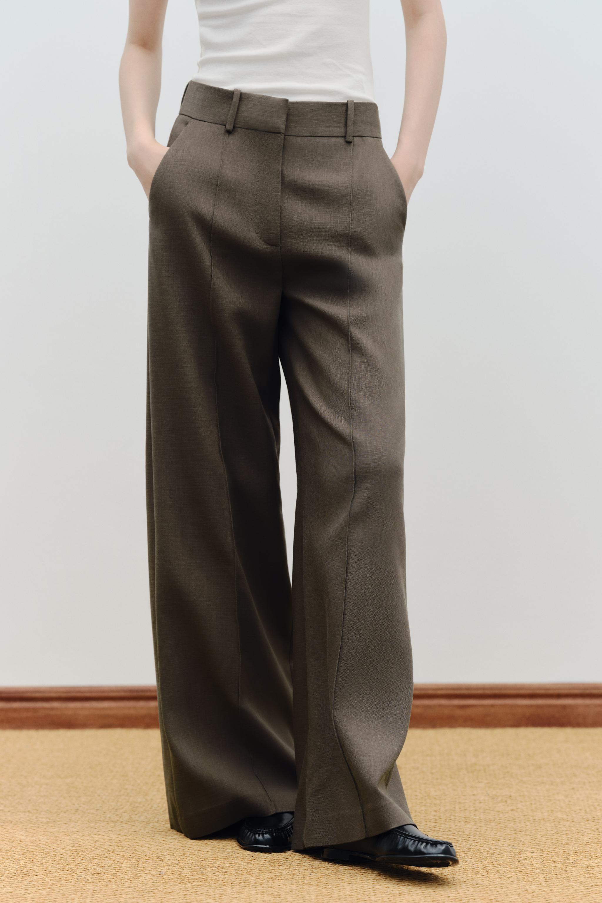 新品タグ付き半額　スタニング　ウォッシャブルワイドパンツ　ZARA 新品未使用 タグ付き ZARA リネンブレンド ワイドレッグ ミッド