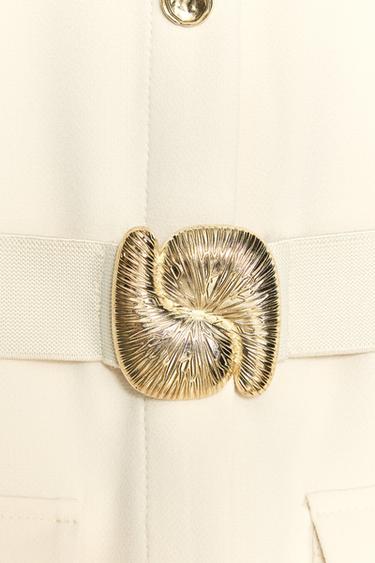 ROBE MIDI EN CRÊPE AVEC CEINTURE - Écru de Zara - Image 8
