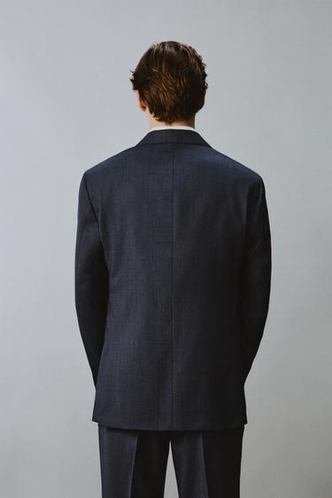 100% WOOL TEXTURED SUIT BLAZER - Navy blue by Zara - Image 2