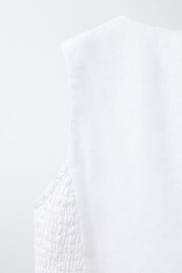 ELASTICATED LINEN BLEND WAISTCOAT - Oyster-white by Zara - Image 3