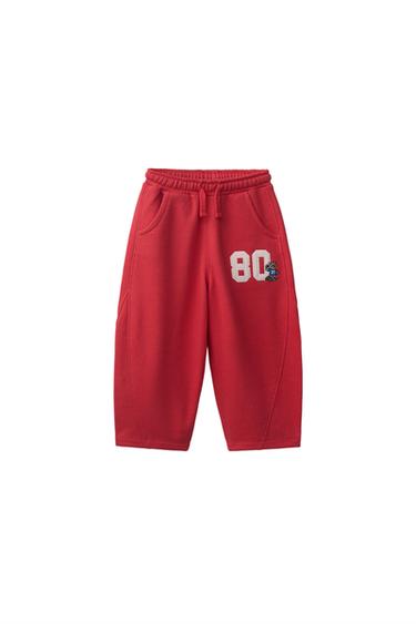 PANTALÓN FELPA JOGGING PARCHE - Rojo de Zara