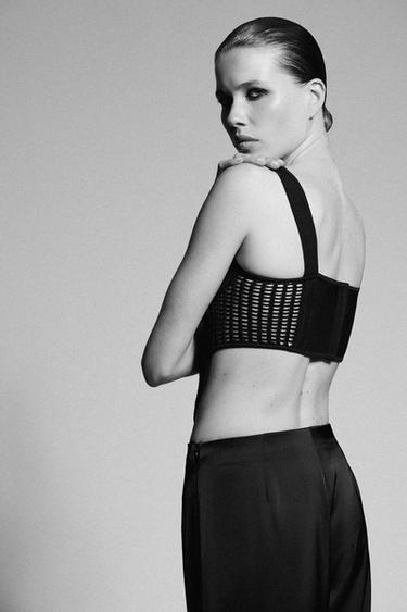 TOP CORSET MAILLE COMBINÉE - Noir de Zara - Image 3