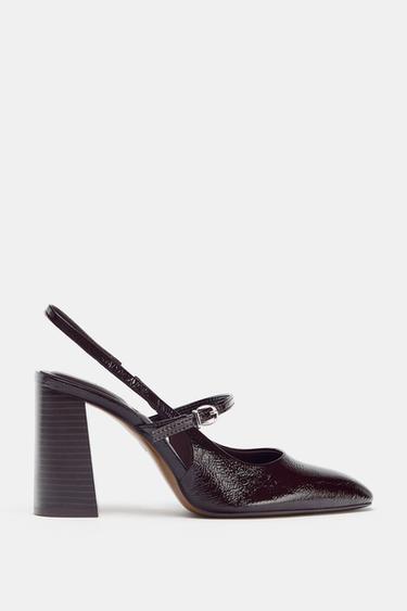 MERCEDITA TACÓN EFECTO ACHAROLADO - Marrón de Zara