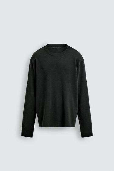 PULL LÉGER EN LAINE - Vert gris de Zara - Image 6