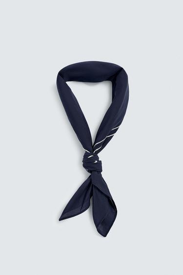 CONTRAST EMBROIDERY BANDANA - Navy blue by Zara - Image 1