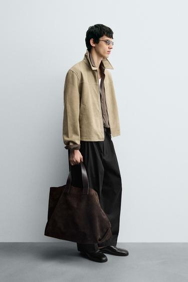 SUEDE LEATHER JACKET - Light khaki by Zara - Image 3