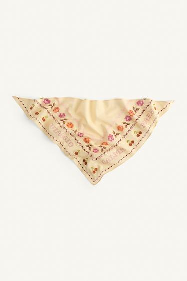 LIMITED EDITION CHERRY PRINT BANDANA - Beige-pink by Zara - Image 4