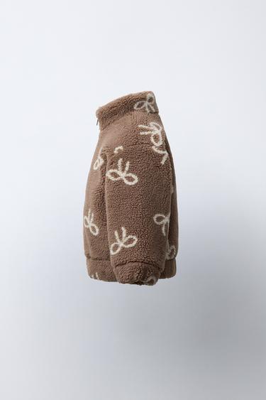 FAUX SHEARLING JACKET WITH BOWS - Brown by Zara - Image 2