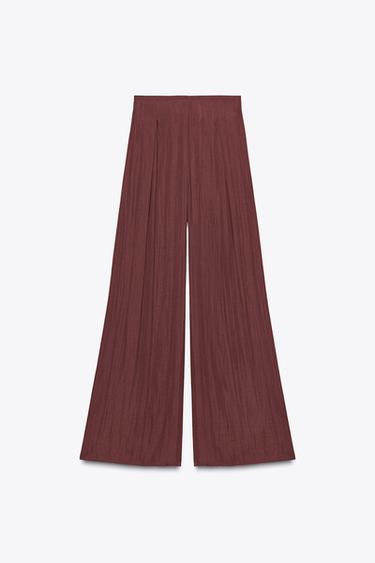 WIDE-LEG DARTED TROUSERS - Burgundy by Zara - Image 4