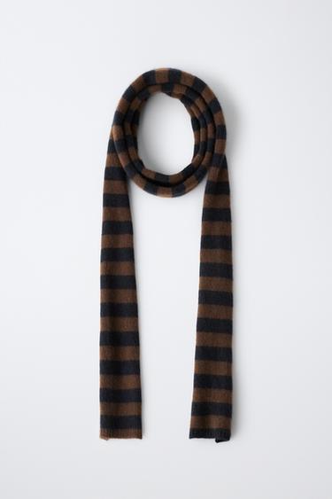 ÉCHARPE 100 % CACHEMIRE RAYURES 0FR. PARIS X ZARA - Noir / Marron de Zara