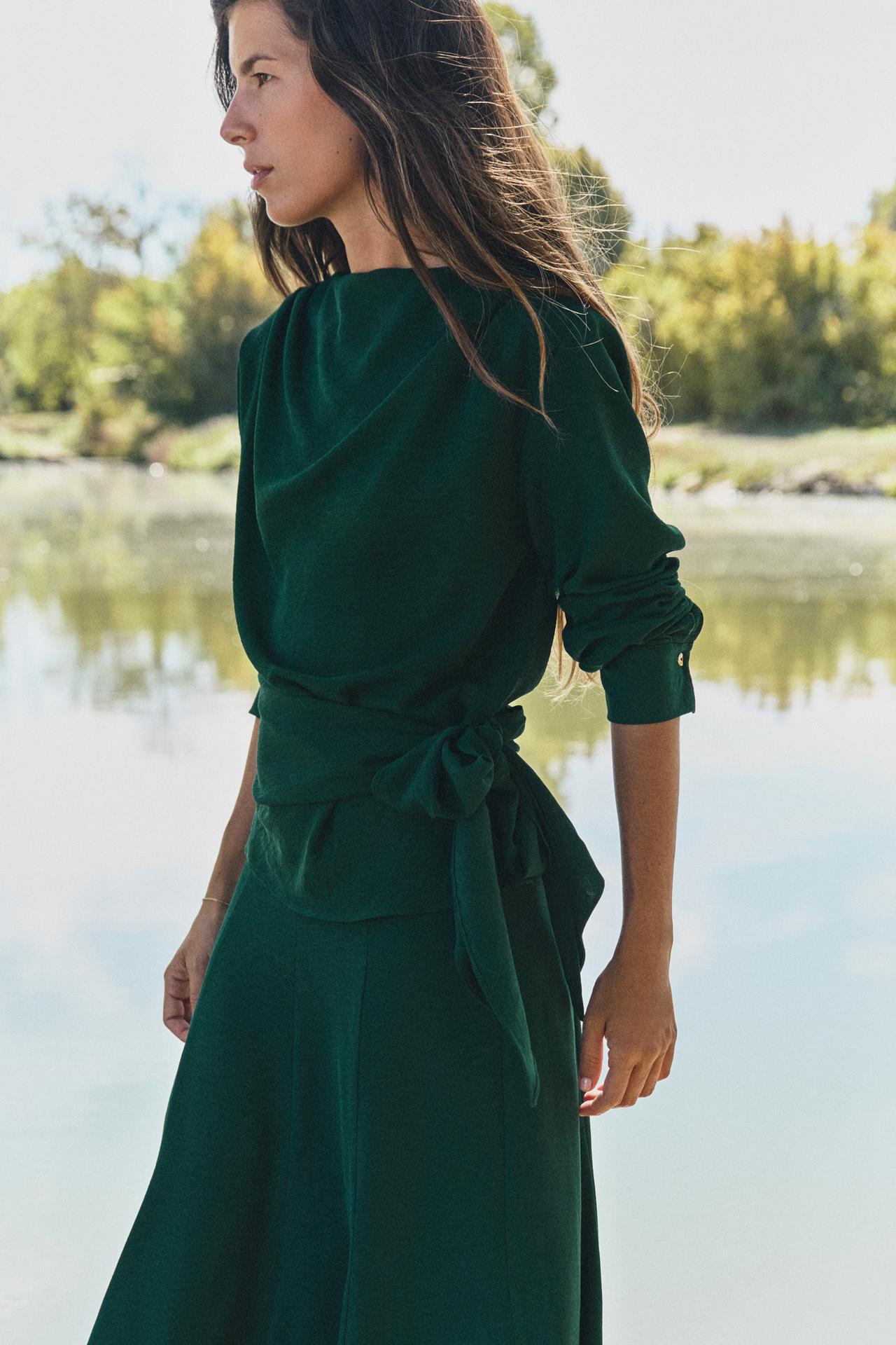 BOW BLOUSE — Green