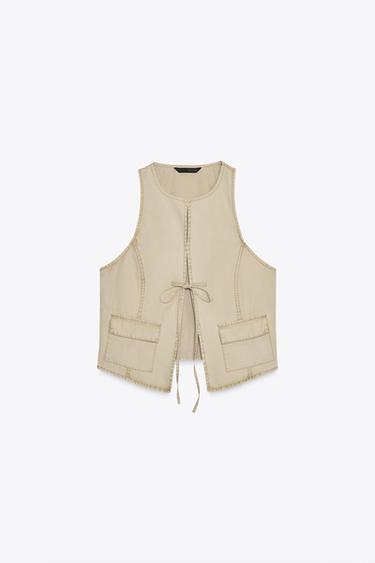 WASHED-EFFECT WAISTCOAT TOP - camel by Zara