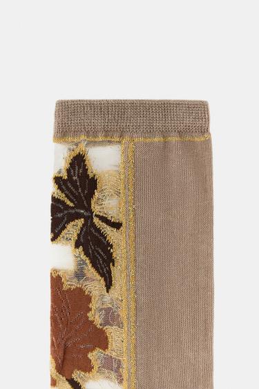 CHAUSSETTES IMPRIMÉ FLEURS - Sable de Zara - Image 3