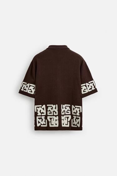 CHEMISE RELAXED FIT BRODÉE - Bordeaux de Zara - Image 7
