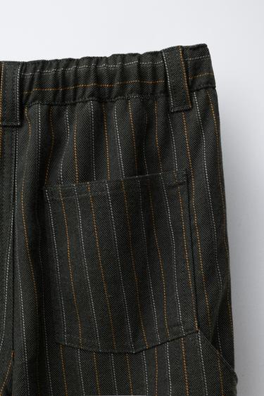 PANTALON À RAYURES ET PIÈCE - Kaki foncé de Zara - Image 3
