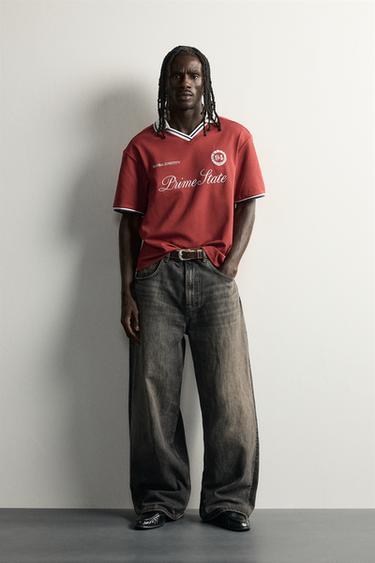 POLO RELAXED FIT FÚTBOL RETRO - Rojo de Zara - Imagen 0