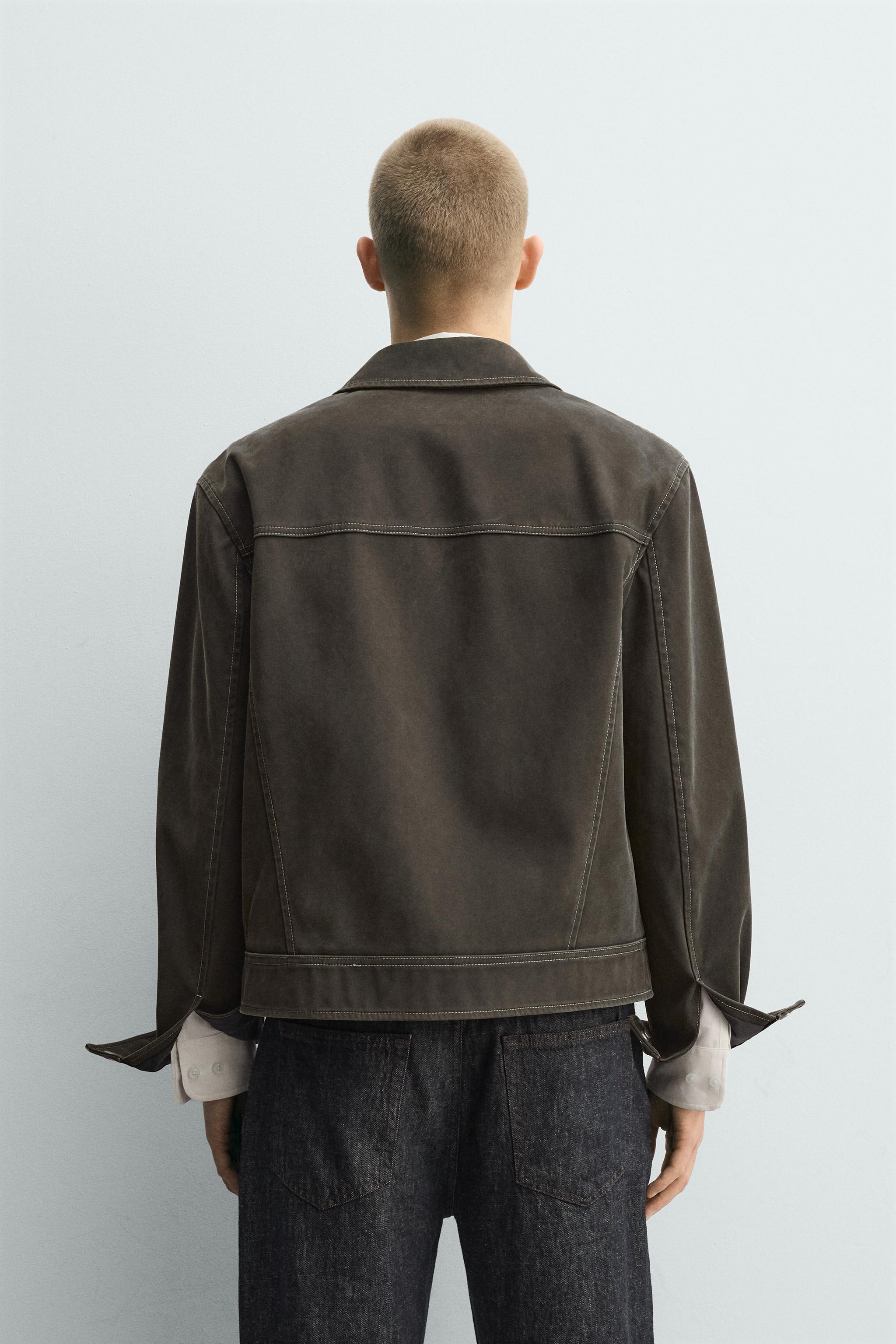 WASHED EFFECT TOPSTITCHING JACKET - Brown | ZARA United States