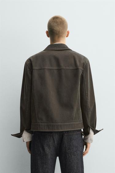 WASHED-EFFECT TOPSTITCHED JACKET - Brown by Zara - Image 2