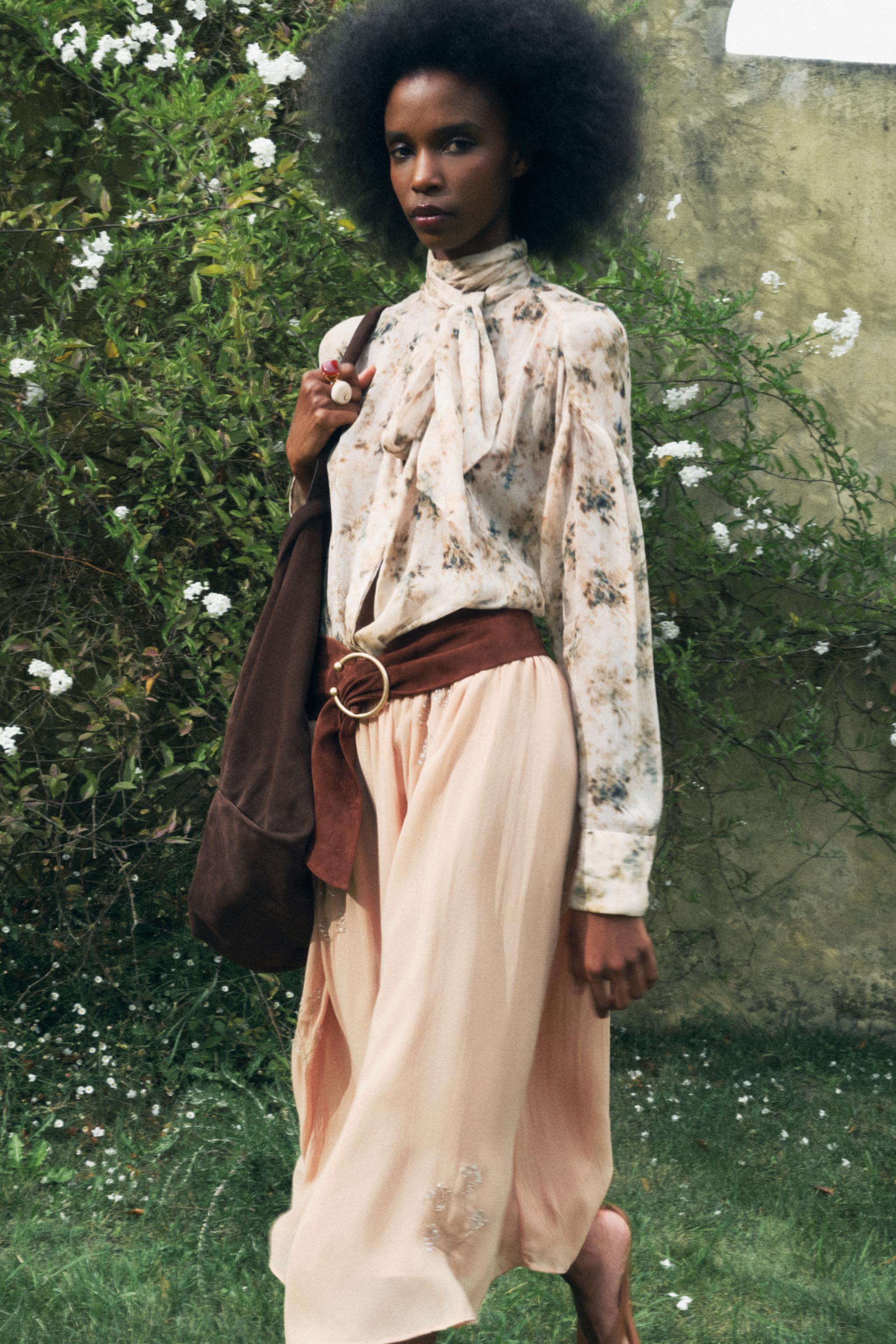 SPARKLE MIDI SKIRT ZW COLLECTION - taupe brown | ZARA United