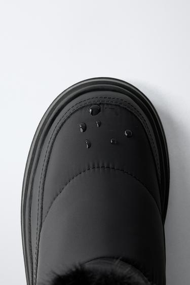 QUILTED FAUX FUR ANKLE BOOTS - Black by Zara - Image 7