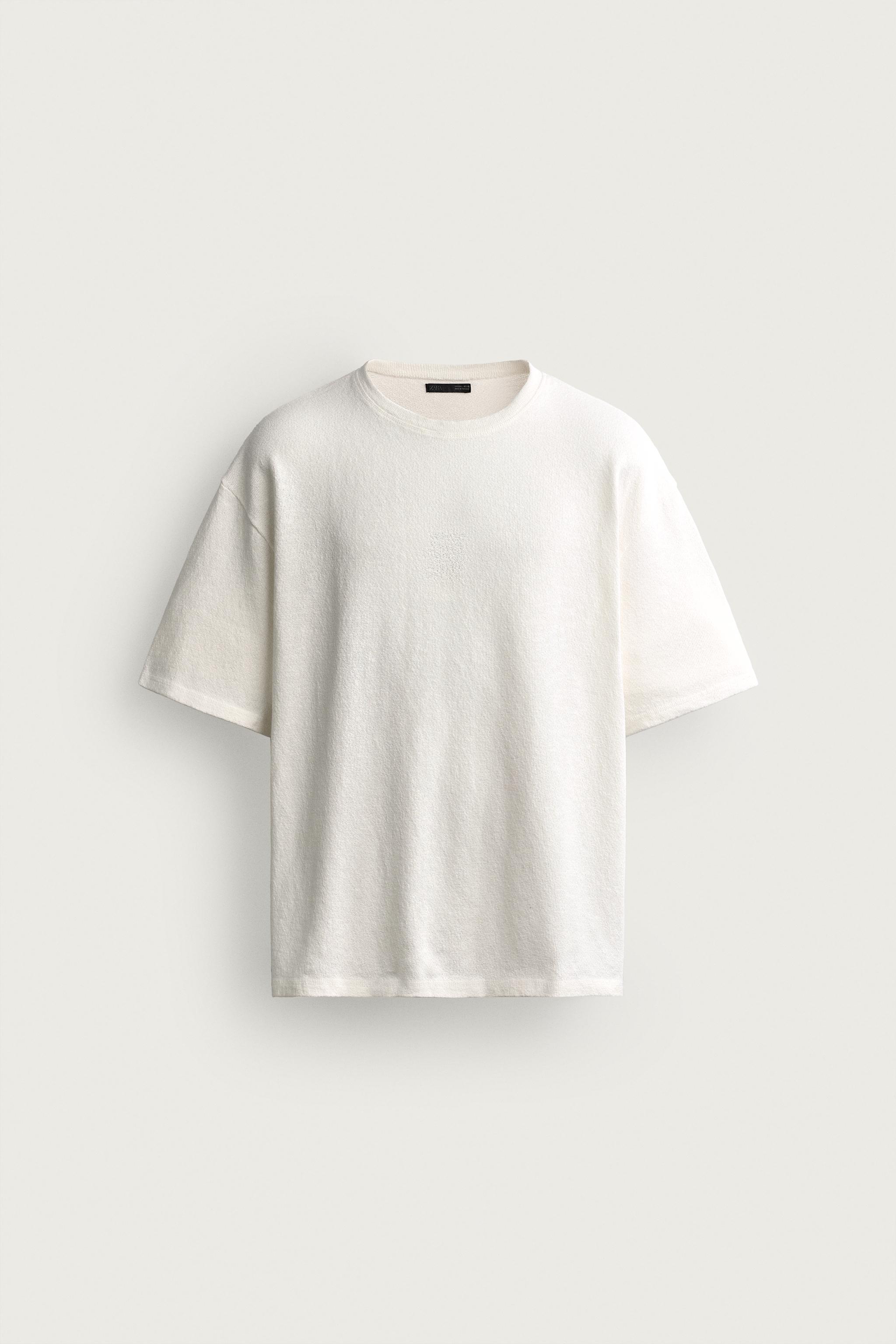WASHED PRINTED KNIT T-SHIRT — Oyster-white