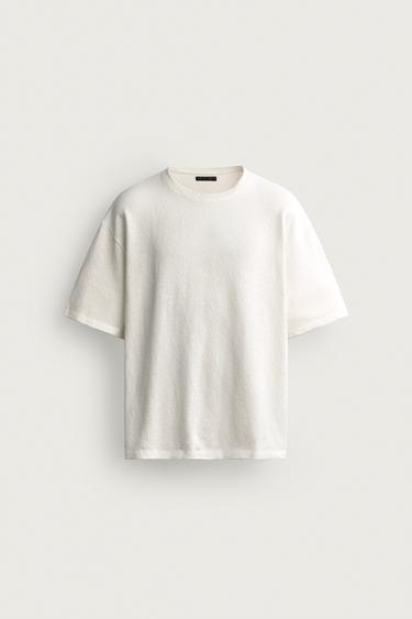 WASHED PRINTED KNIT T-SHIRT — Oyster-white 1