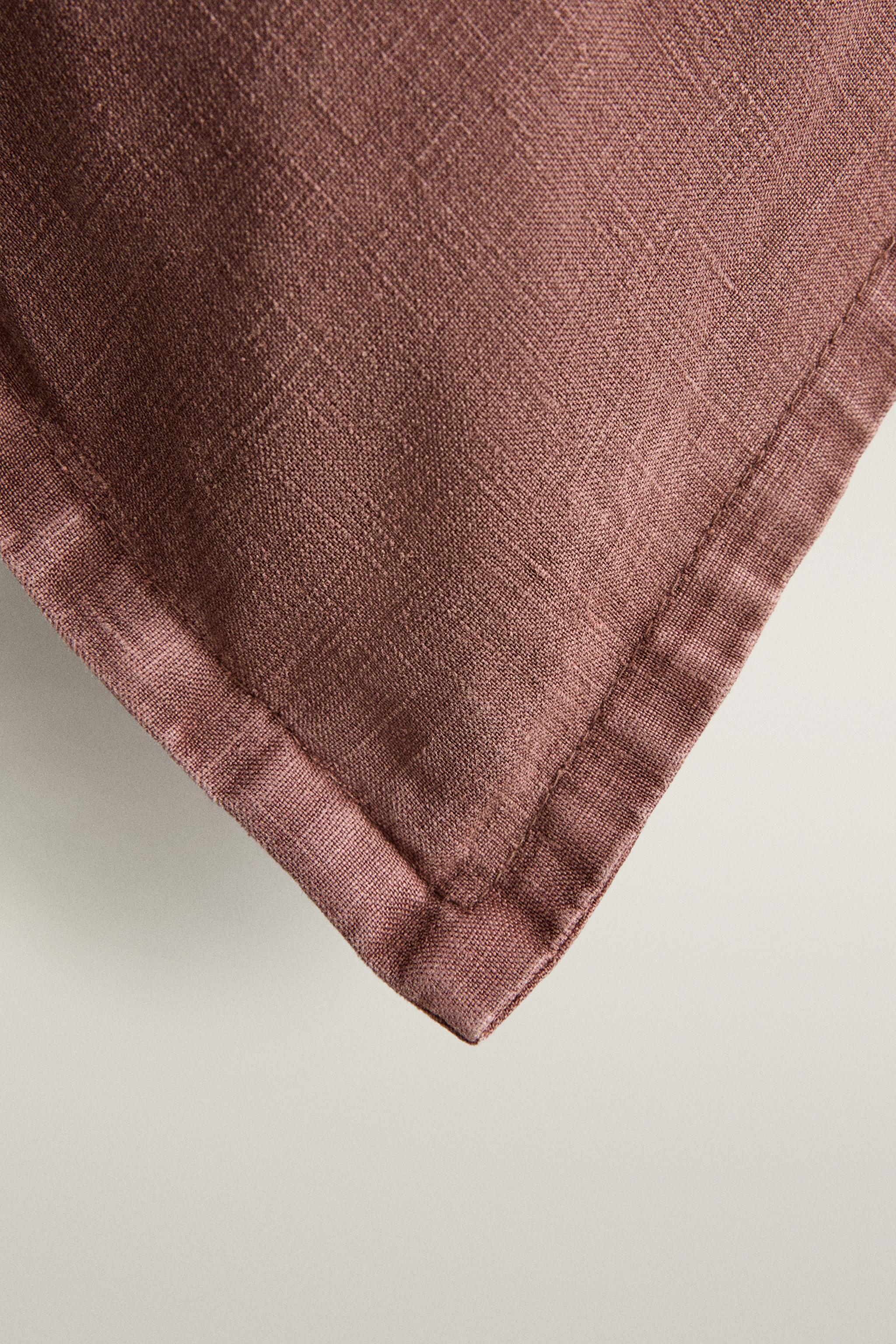 FADED LINEN THROW PILLOW COVER — Pink