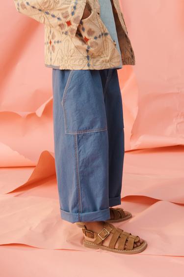 LIMITED EDITION TROUSERS WITH CONTRAST TOPSTITCHING - Blue / Indigo by Zara - Image 2